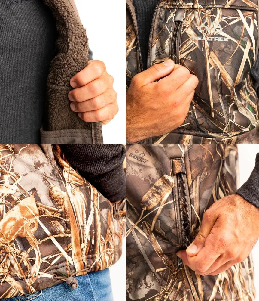 Realtree Men's Camo Midweight Hunting Performance and Sherpa Hoodies Pullover