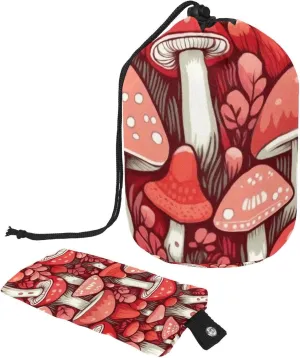 Red Mushroom Print Travel Cosmetic Bags Makeup Bag for Women, Foldable Drawstring Travel Cosmetic Bags, Portable Toiletry Bucket Bag