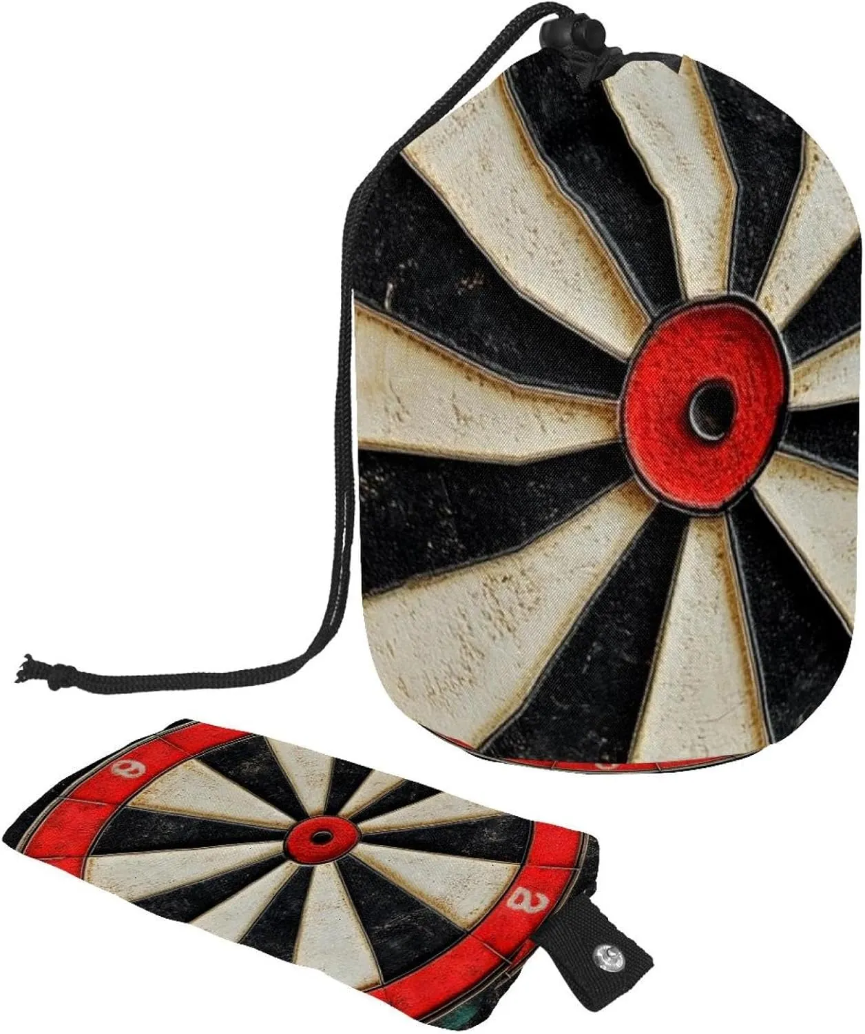 Retro Red Sport Darts Target 57 Travel Cosmetic Bags Makeup Bag for Women, Foldable Drawstring Travel Cosmetic Bags, Portable Toiletry Bucket Bag