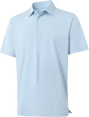 Rouen Golf Shirts for Men Moisture Wicking Lightweight Dry fit Performance Sports Stripe Collared Golf Polo Shirts for Men