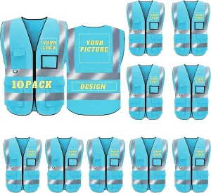Safety Vest Custom Logo High Visibility Reflective Vest Class 2 Construction Workwear with 5 Pockets