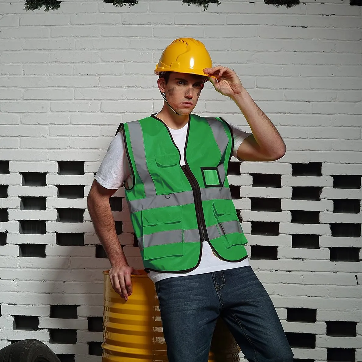 Safety Vest Custom Logo High Visibility Reflective Vest Class 2 Construction Workwear with 5 Pockets