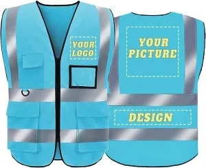 Safety Vest Custom Logo High Visibility Reflective Vest Class 2 Construction Workwear with 5 Pockets
