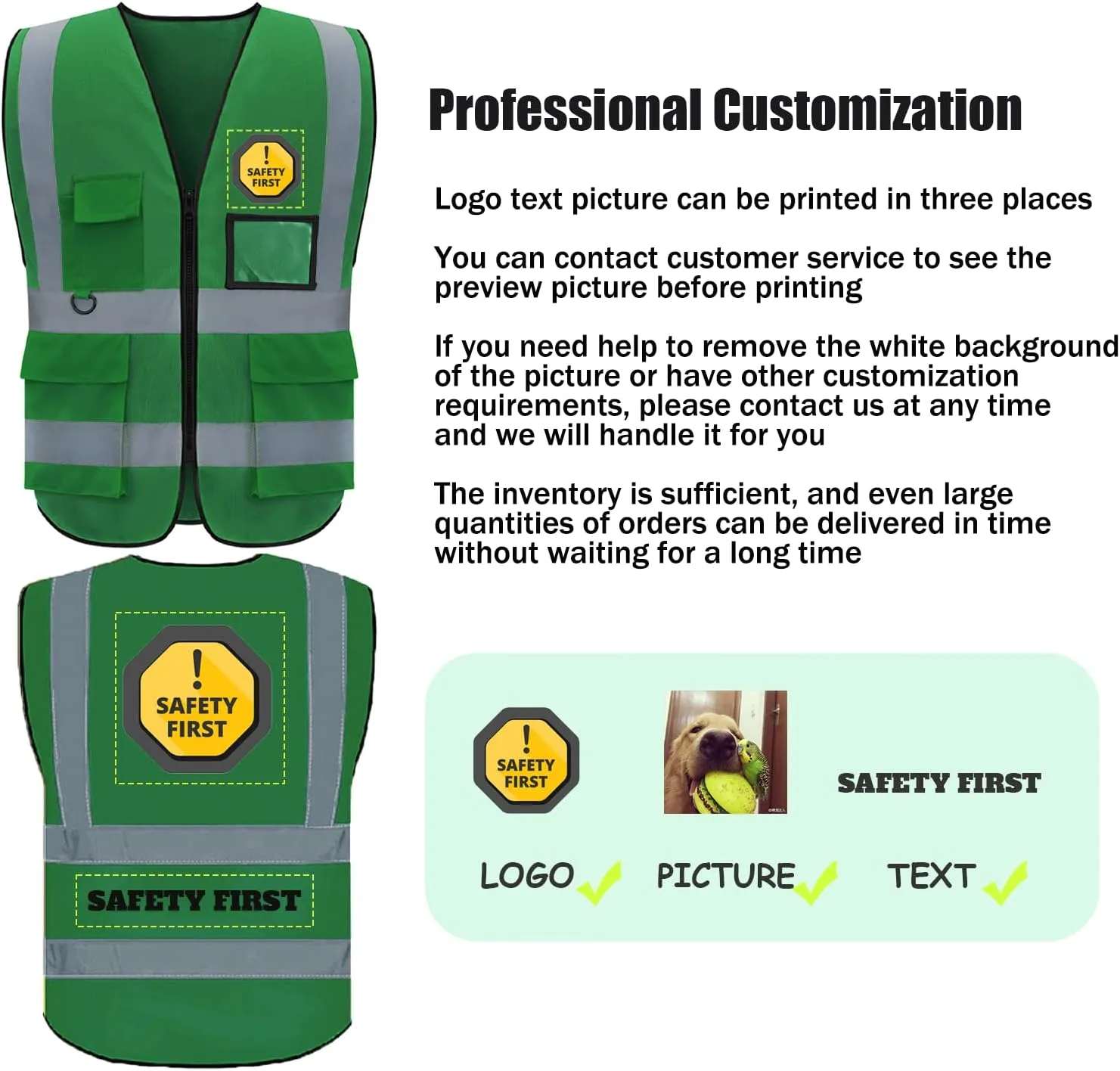 Safety Vest Custom Logo High Visibility Reflective Vest Class 2 Construction Workwear with 5 Pockets