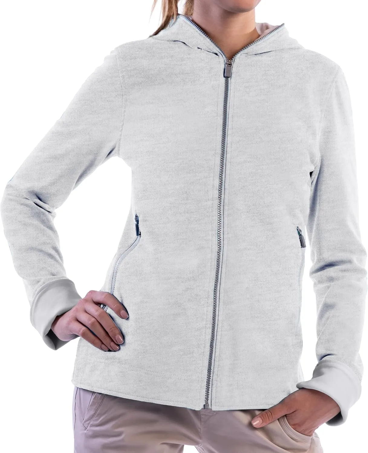 SCOTTeVEST Glow Hoodie for Women - 18 Hidden Pockets - Lightweight Zip Up Sweatshirt for Travel & More