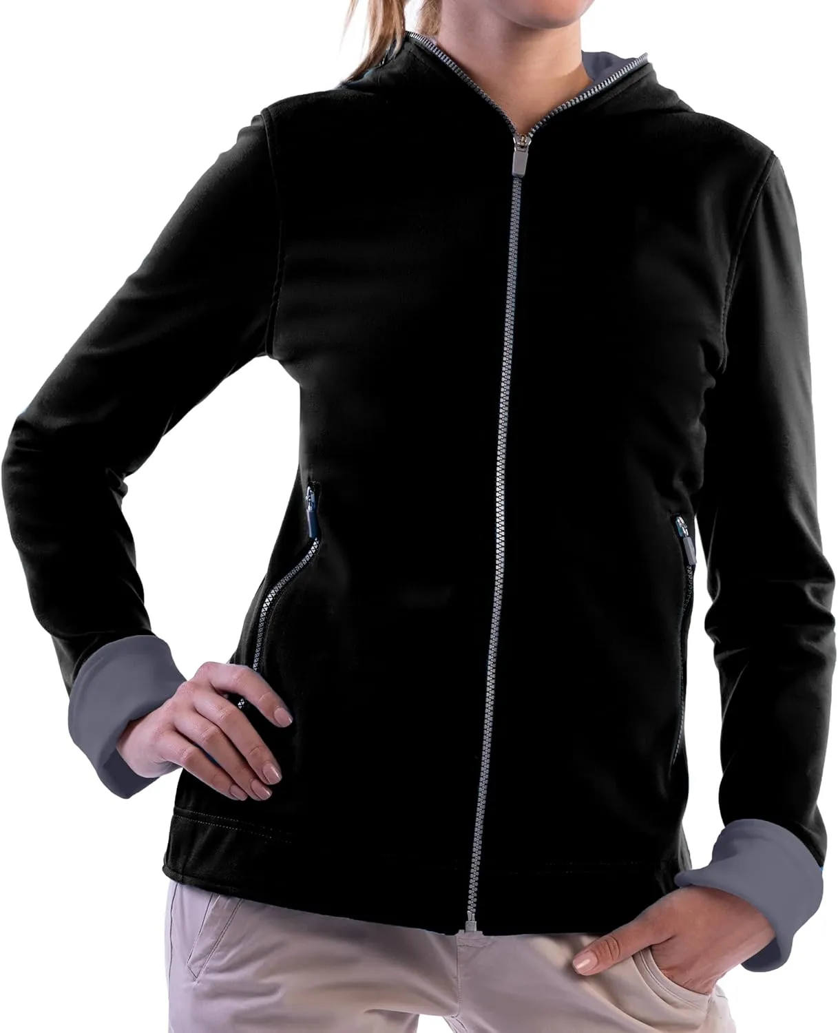 SCOTTeVEST Glow Hoodie for Women - 18 Hidden Pockets - Lightweight Zip Up Sweatshirt for Travel & More