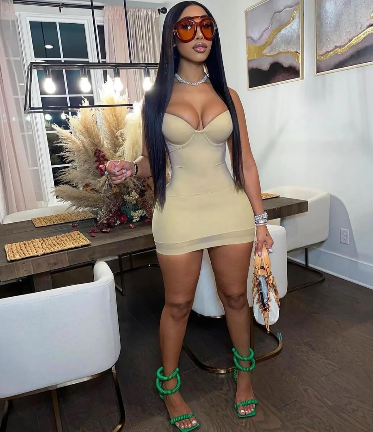 Sexy Bodycon Mini Dress for Women Sweetheart Neck Spaghetti Strap Mesh Hem Party Club Night Out Short Dresses