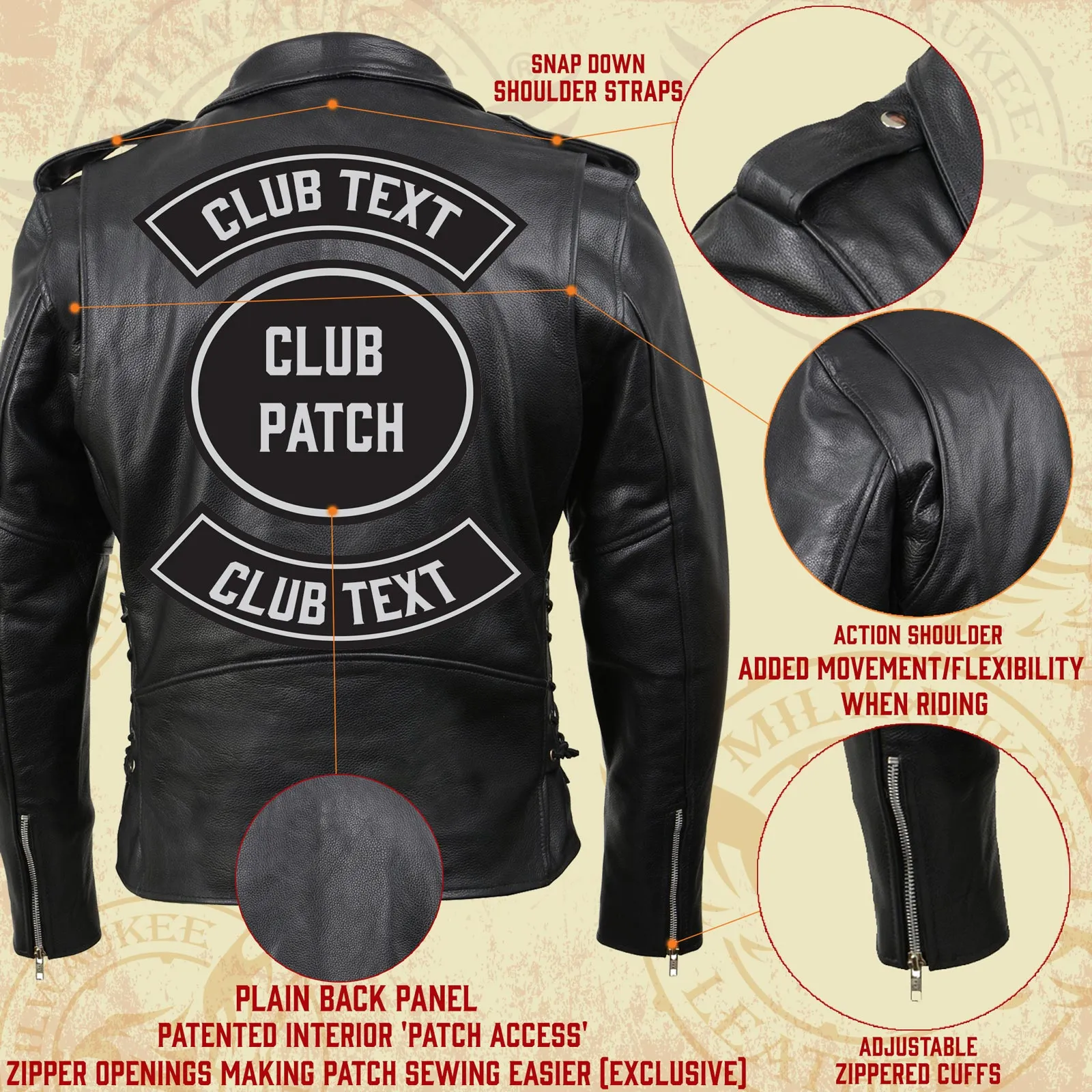 SH1011 Black Classic Brando Motorcycle Jacket for Men Made of Cowhide Leather w/ Side Lacing