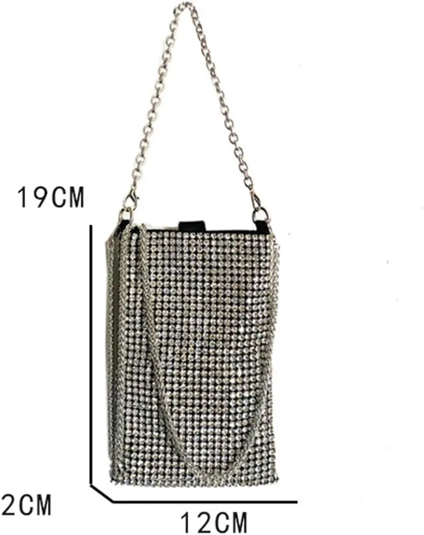 Shiny Rhinestone Evening Chain Clutch Party Bag Women Handbag And Purse Shoulder Mini
