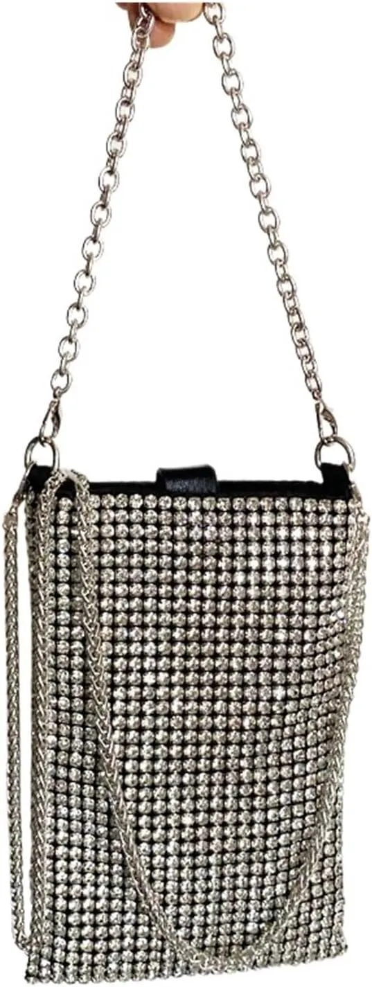 Shiny Rhinestone Evening Chain Clutch Party Bag Women Handbag And Purse Shoulder Mini
