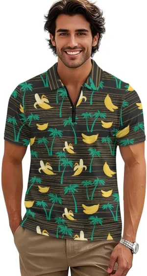 Shirts for Men Short Sleeve Outdoor Golf Shirt Summer Zipper Athletic Tennis Shirt Casual Slim Fit Golf Shirts