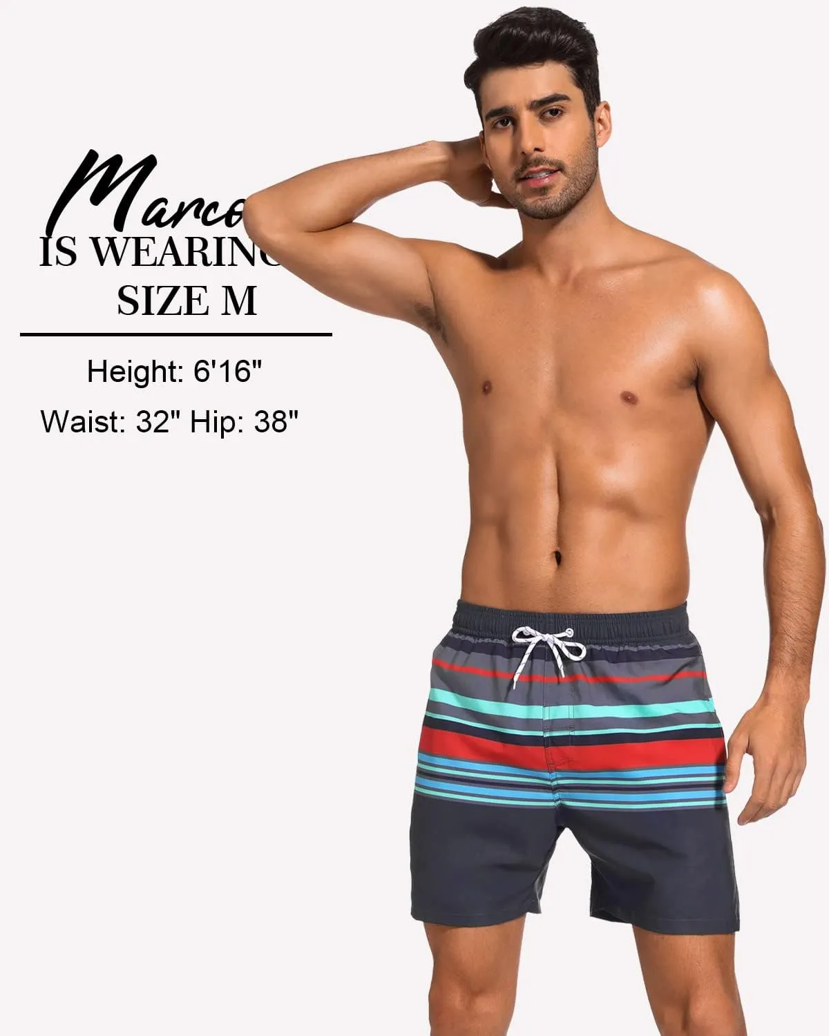 SILKWORLD Mens Swim Trunks with Compression Liner 2 in 1 Quick Dry Bathing Suit Beach Shorts with Zipper Pockets