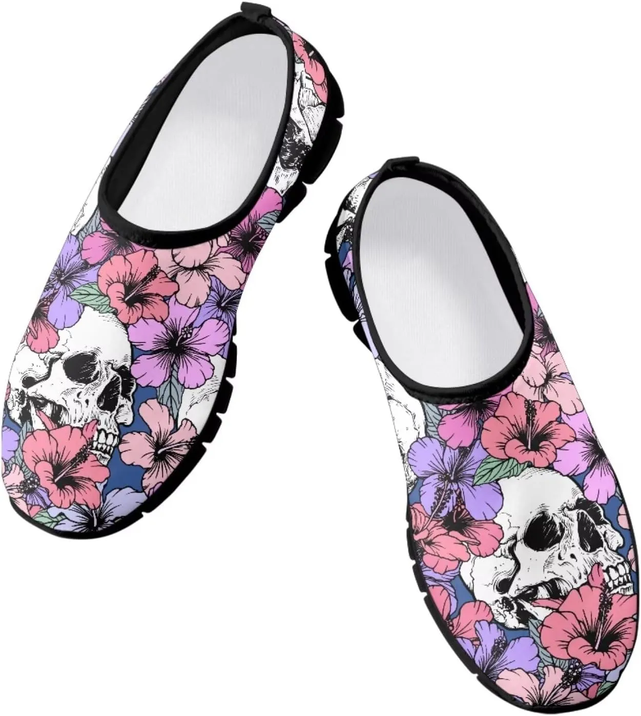 Skull Loafers Wide Width Shoes for Women Slip On Low Cut Sneakers Flat Casual Business Travel Breathable Mesh Tennis Shoe