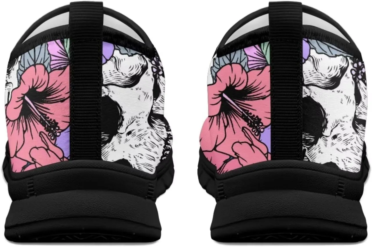 Skull Loafers Wide Width Shoes for Women Slip On Low Cut Sneakers Flat Casual Business Travel Breathable Mesh Tennis Shoe