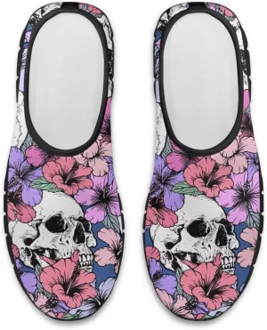 Skull Loafers Wide Width Shoes for Women Slip On Low Cut Sneakers Flat Casual Business Travel Breathable Mesh Tennis Shoe