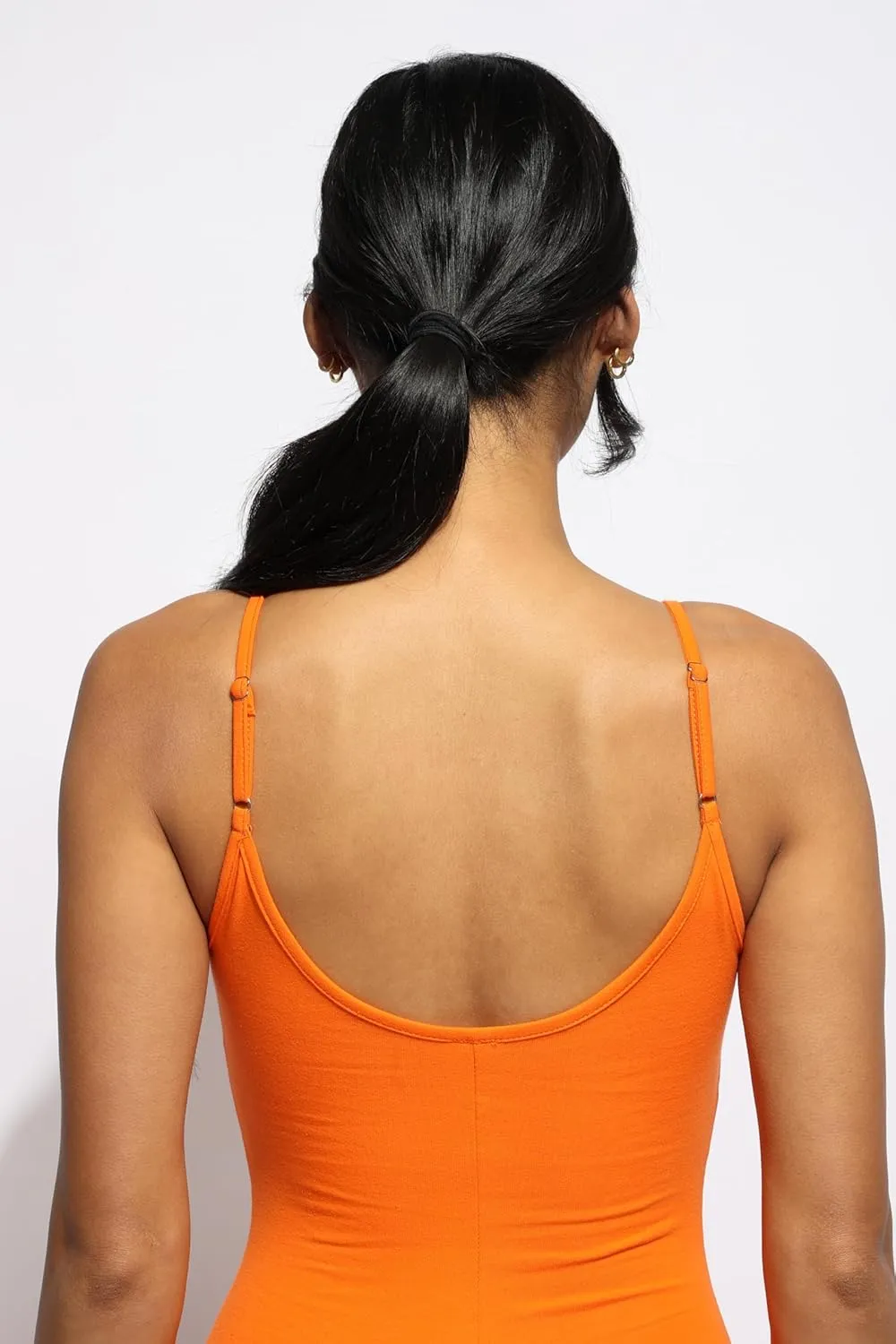 Sleeveless Bodycon Jumpsuit Skinny Fit Hug Curves Adjustable Strap Stretchy Squat Proof Workout Gym