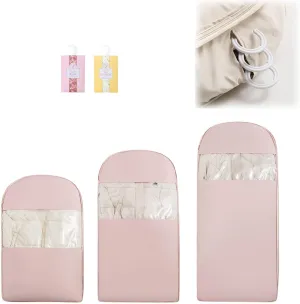 Space Saving Hanging Garment Bag with Self Compression Zipper, Hanging Garment Bag with Self Compression Zipper, 2025 New Ultra Ideal for Closet Storage, Travel, Coats, and Suits (pink, XL)