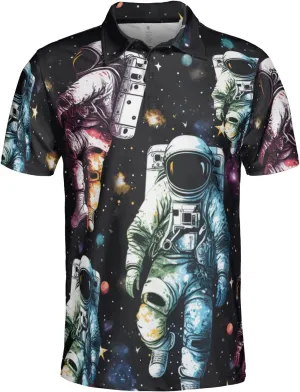 Spaceflight Polo Shirts for Men - Spaceflight Lovers Stylish Mens Goft Shirt Casual Short Sleeve Button Down Outfit Set 58