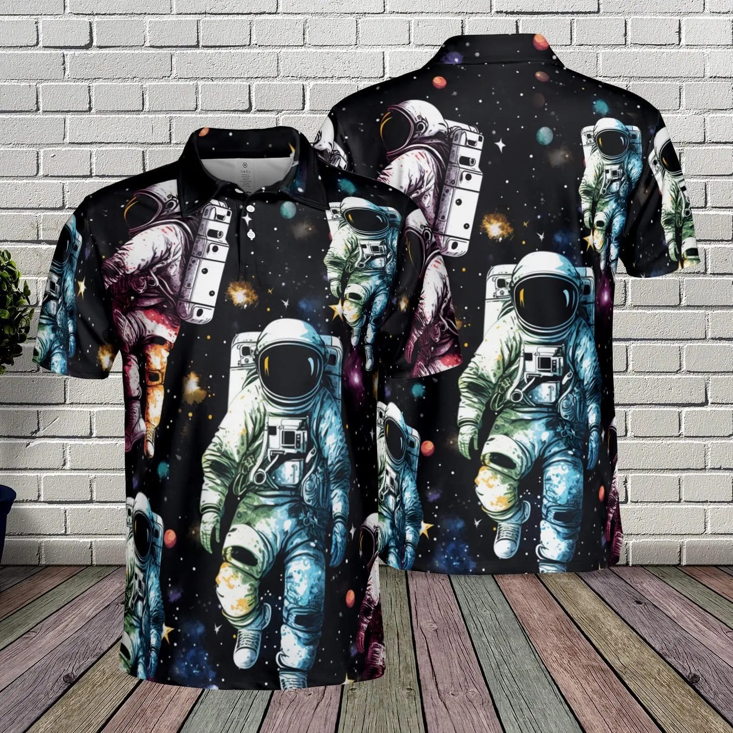 Spaceflight Polo Shirts for Men - Spaceflight Lovers Stylish Mens Goft Shirt Casual Short Sleeve Button Down Outfit Set 58