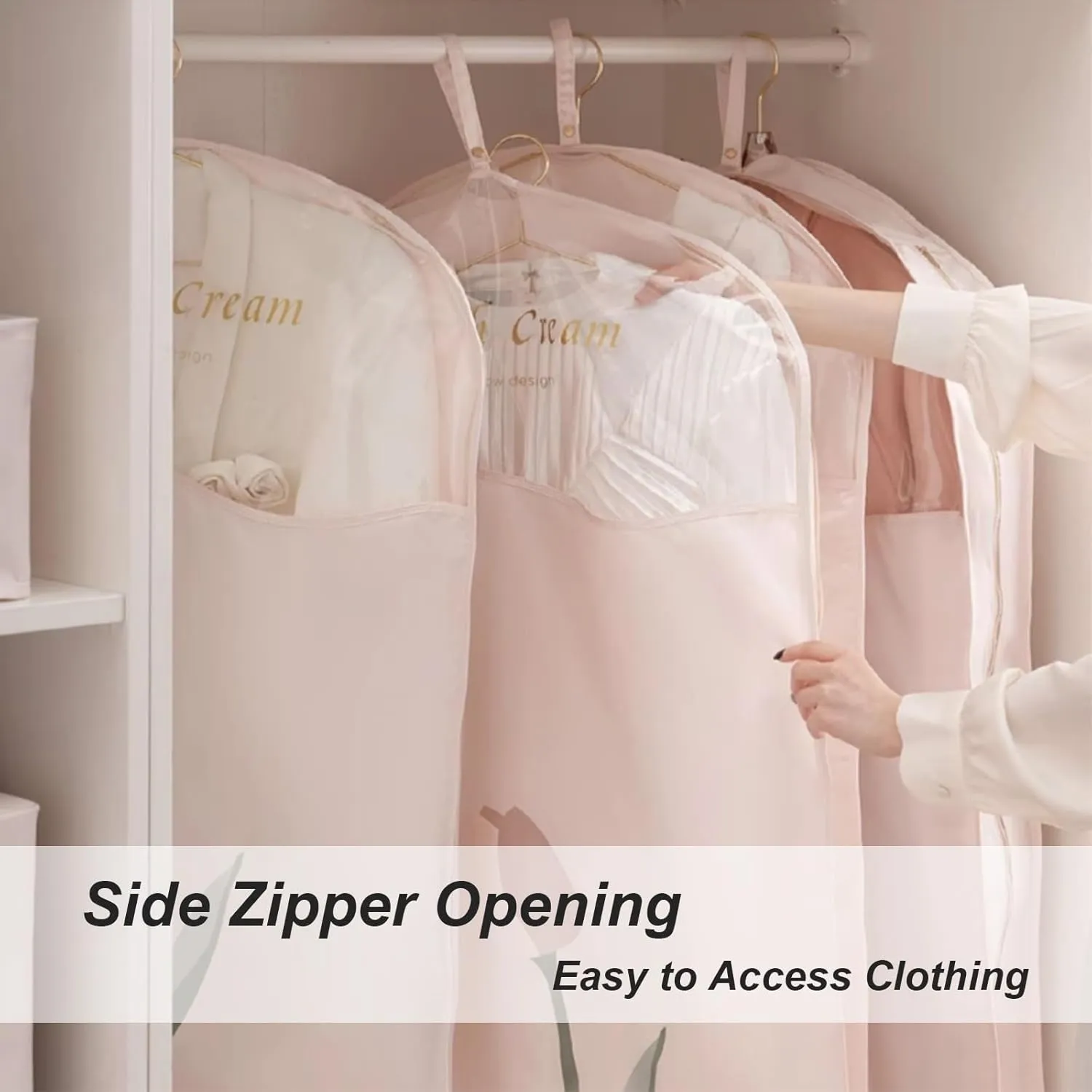 Suit Bags for Closet Storage with Clear Window, Garment Bags for Hanging Clothes Fully Enclosed with Zipper for T-Shirt, Jacket, Suits, Coats(Blue,58x130cm/23x51in)