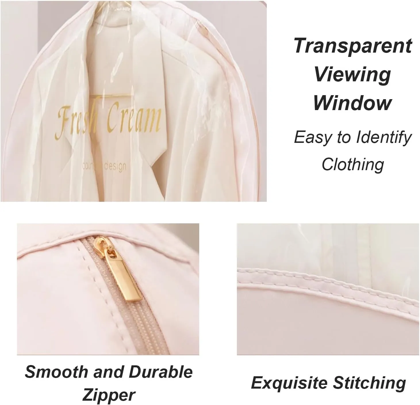Suit Bags for Closet Storage with Clear Window, Garment Bags for Hanging Clothes Fully Enclosed with Zipper for T-Shirt, Jacket, Suits, Coats(Blue,58x130cm/23x51in)