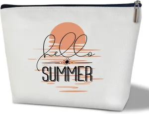 Summer Makeup Bag Gifts for Women, Hello Summer Sunset Sunshine Beach Bag, Small Cosmetic Bag for Purse Zipper Travel Toiletry Bag Birthday Gift for Friend Daughter Holiday Gift for Bestie Teen -10
