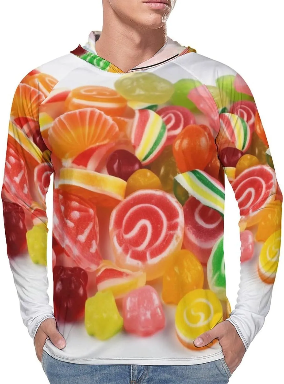 Sun Protection Shirt Long Sleeve Hoodie Fruit Candies Lightweight Rash Guard Quick Dry Sun Shirt for Outdoor