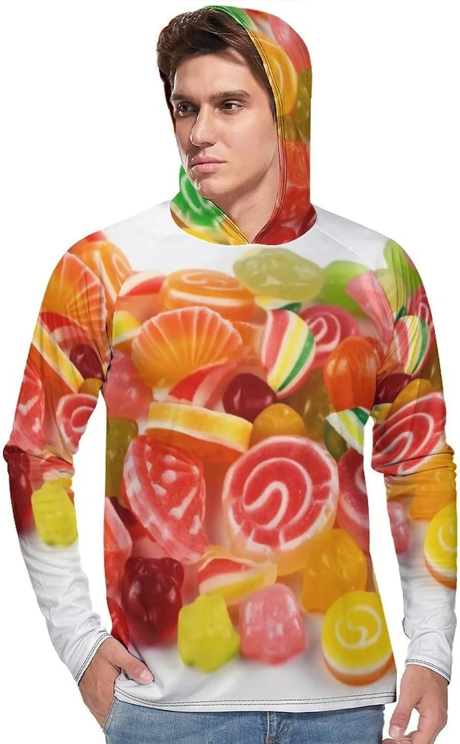 Sun Protection Shirt Long Sleeve Hoodie Fruit Candies Lightweight Rash Guard Quick Dry Sun Shirt for Outdoor