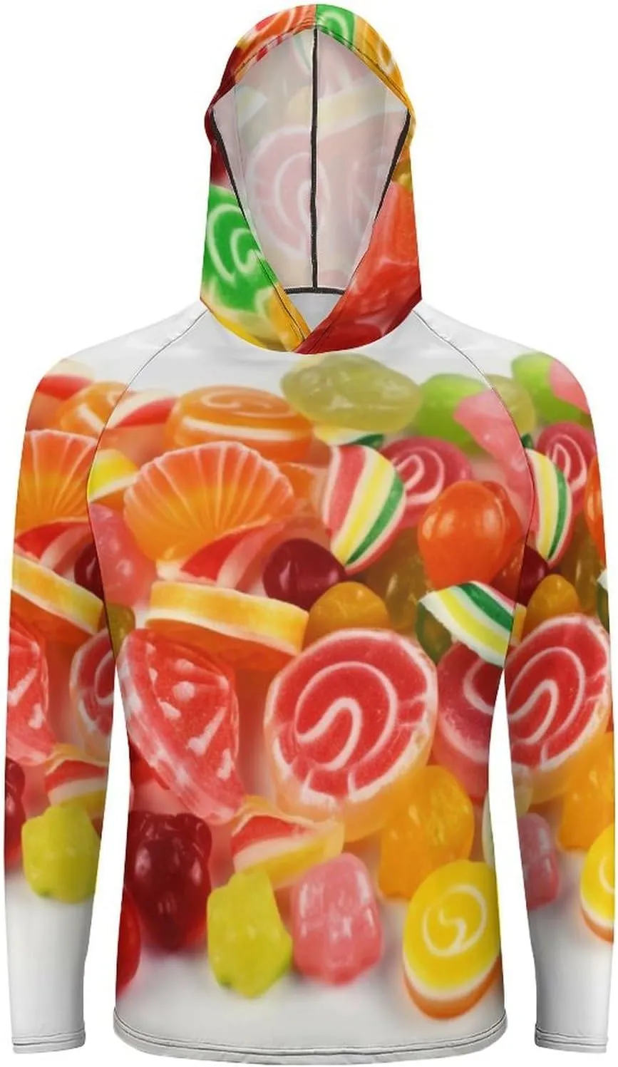 Sun Protection Shirt Long Sleeve Hoodie Fruit Candies Lightweight Rash Guard Quick Dry Sun Shirt for Outdoor