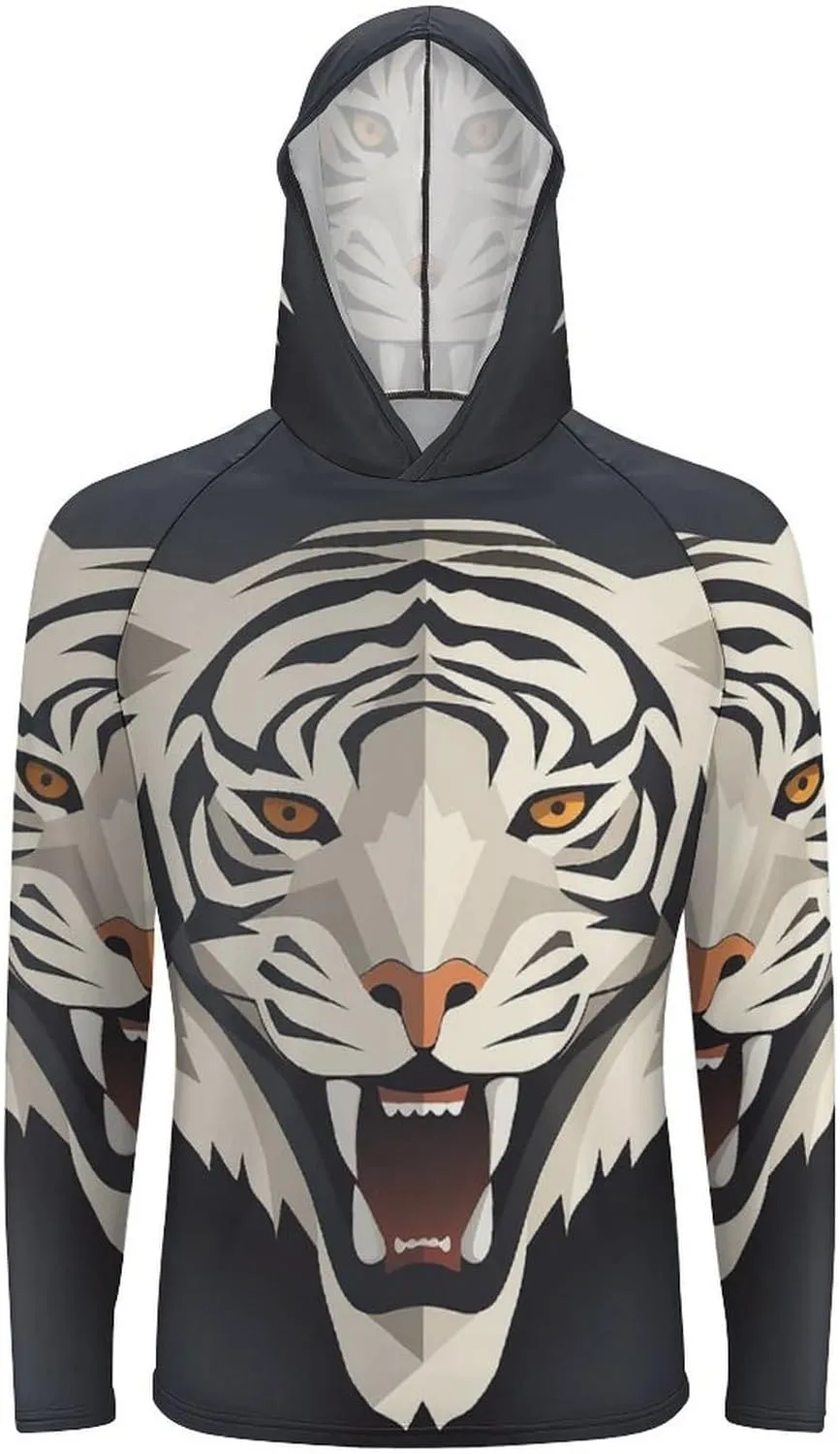 Sun Protection Shirt Long Sleeve Hoodie Tiger Face Lightweight Rash Guard Quick Dry Sun Shirt for Outdoor