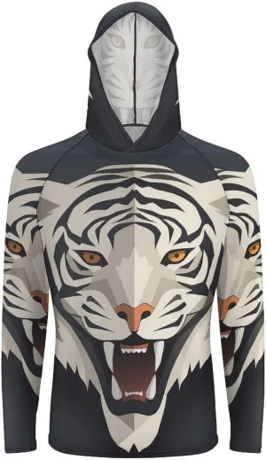 Sun Protection Shirt Long Sleeve Hoodie Tiger Face Lightweight Rash Guard Quick Dry Sun Shirt for Outdoor