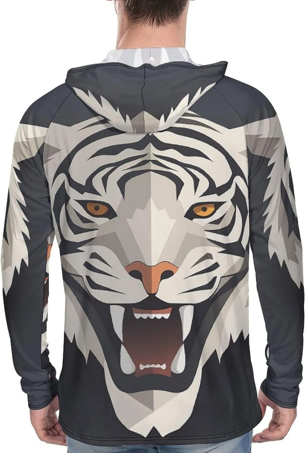 Sun Protection Shirt Long Sleeve Hoodie Tiger Face Lightweight Rash Guard Quick Dry Sun Shirt for Outdoor