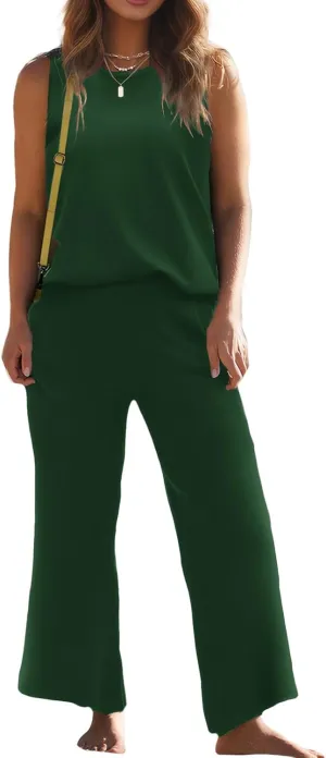 SuperPrity Two Piece Sets for Women Summer Outfits Lounge Sets Matching Loungewear Wide Leg Sweatsuits Fashion Trendy Clothes