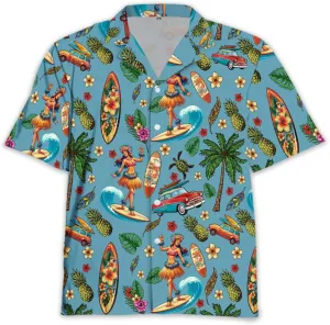 Surfboard Hawaiian Shirts for Men - Oceans Lover Button Down Mens Shirts Short Sleeve Luau Beach Shirt
