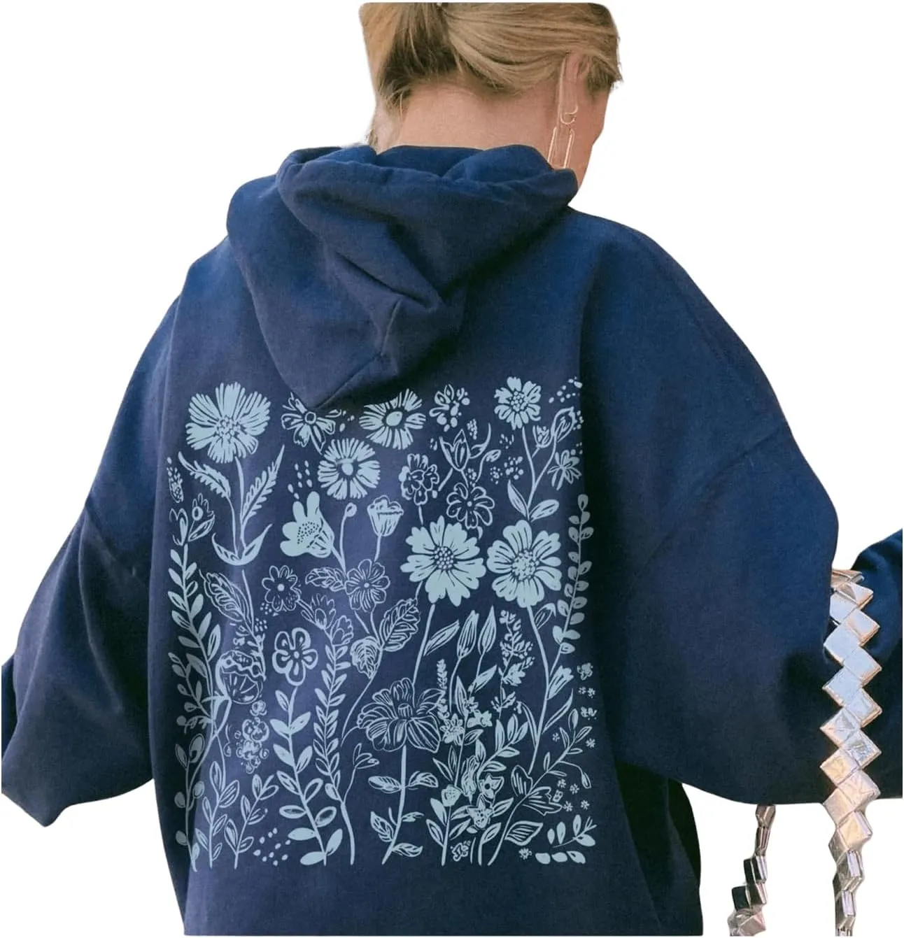 SweatyRocks Women's Floral Print Hoodie Long Sleeve Oversized Sweatshirts Pullovers Top