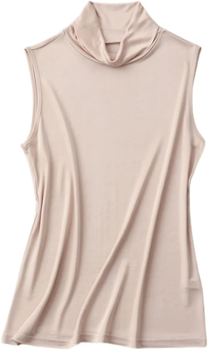 Tank Tops for Women,Mulberry Silk Sleeveless Layering Shirt, Lightweight Stretchy Undershirt,Loose Fit