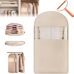 Taprinferior Hanging Garment Bag, Tapinterior Garment Bag, 2025 Space Saving Hanging Garment Bag's with Self Compression Zipper for Suits, Dresses, Coats (B Beige (43.3 * 22.8in))