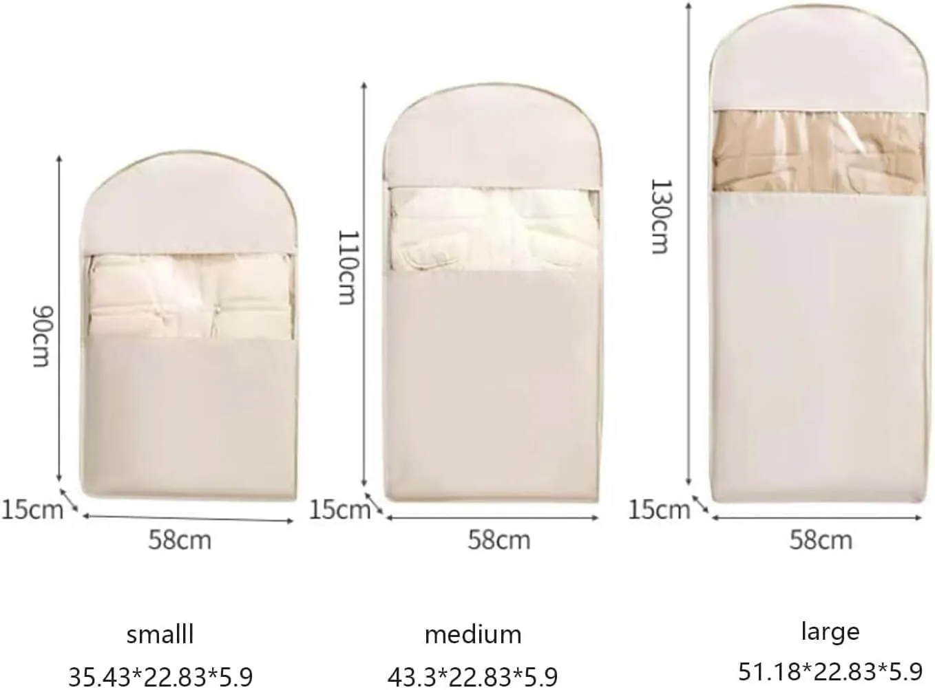 Taprinferior Hanging Garment Bag, Tapinterior Garment Bag, 2025 Space Saving Hanging Garment Bag's with Self Compression Zipper for Suits, Dresses, Coats (B Beige (43.3 * 22.8in))