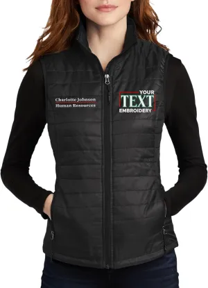 TEEAMORE Custom Embroidered Winter Vest for Women Add Your Text Personalized Embroidery Packable Puffer Sleeveless Puffy Vest