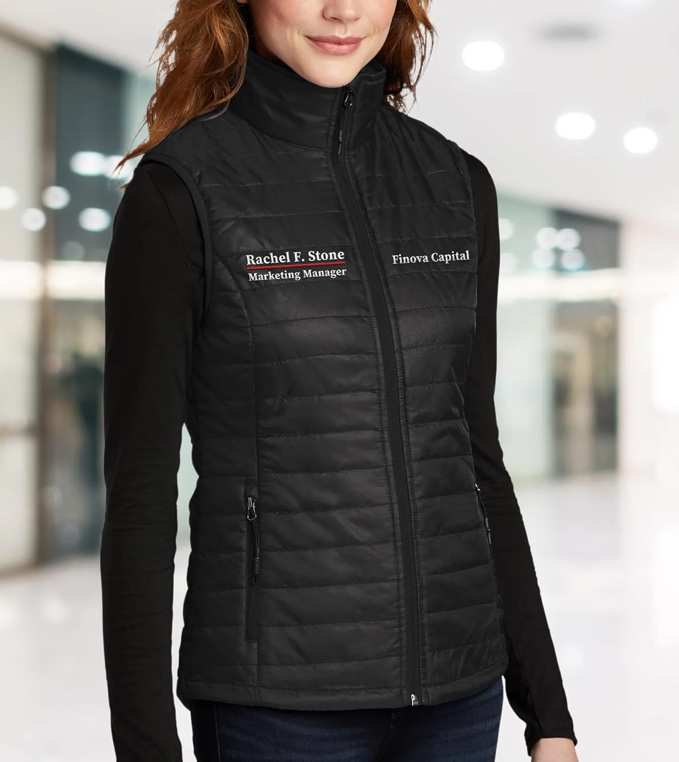 TEEAMORE Custom Embroidered Winter Vest for Women Add Your Text Personalized Embroidery Packable Puffer Sleeveless Puffy Vest