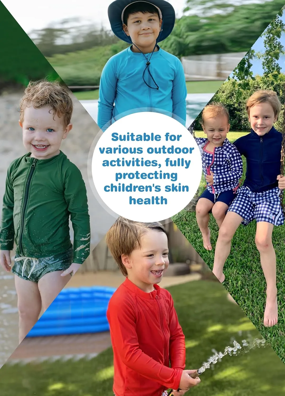 Toddlers Full Zip Up UV Rash Guard SPF Swim Shirts - Baby Boys Girls Long Sleeve Sun Protection Shirts Quick Dry UPF50 