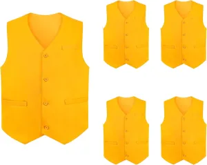 TopTie 5 Packs Unisex Waiter Uniform Vest Bartender Waitress Workwear with Pockets