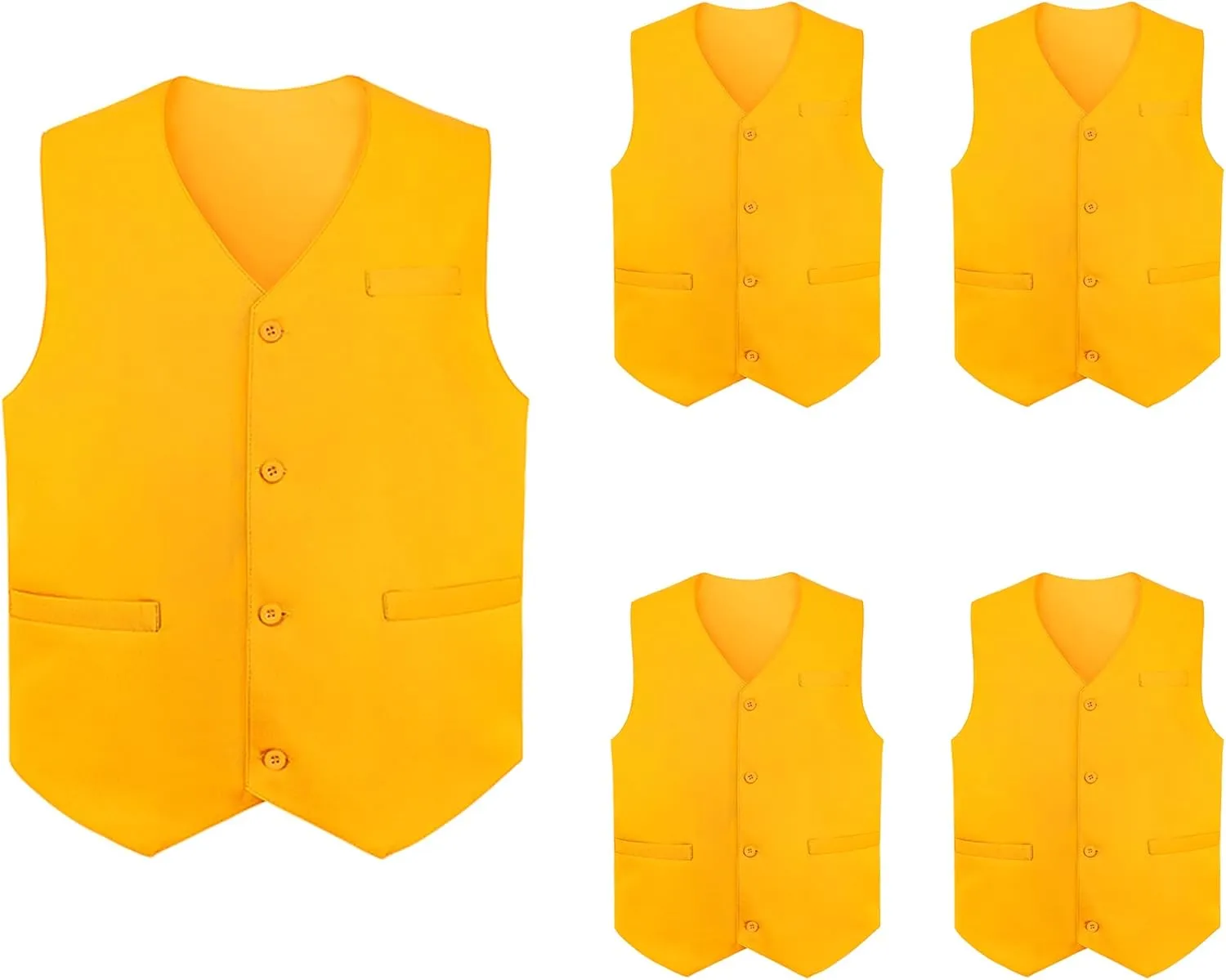 TopTie 5 Packs Unisex Waiter Uniform Vest Bartender Waitress Workwear with Pockets