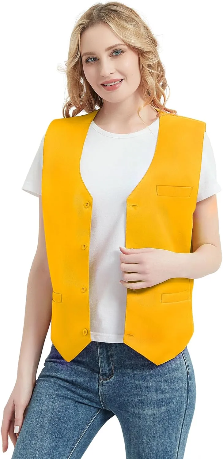 TopTie 5 Packs Unisex Waiter Uniform Vest Bartender Waitress Workwear with Pockets