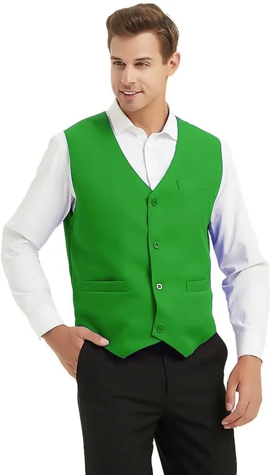 TopTie 5 Packs Unisex Waiter Uniform Vest Bartender Waitress Workwear with Pockets