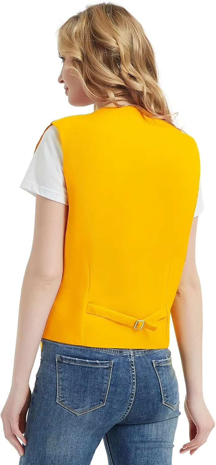 TopTie 5 Packs Unisex Waiter Uniform Vest Bartender Waitress Workwear with Pockets