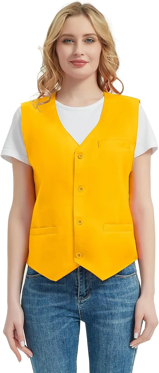 TopTie 5 Packs Unisex Waiter Uniform Vest Bartender Waitress Workwear with Pockets