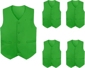 TopTie 5 Packs Unisex Waiter Uniform Vest Bartender Waitress Workwear with Pockets