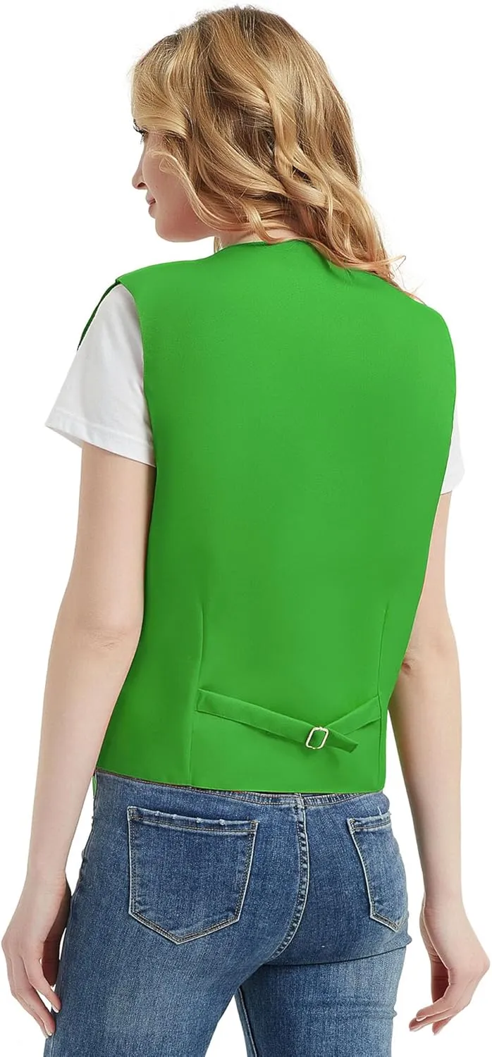 TopTie 5 Packs Unisex Waiter Uniform Vest Bartender Waitress Workwear with Pockets