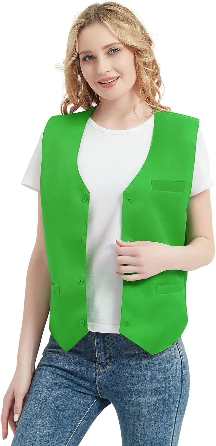 TopTie 5 Packs Unisex Waiter Uniform Vest Bartender Waitress Workwear with Pockets
